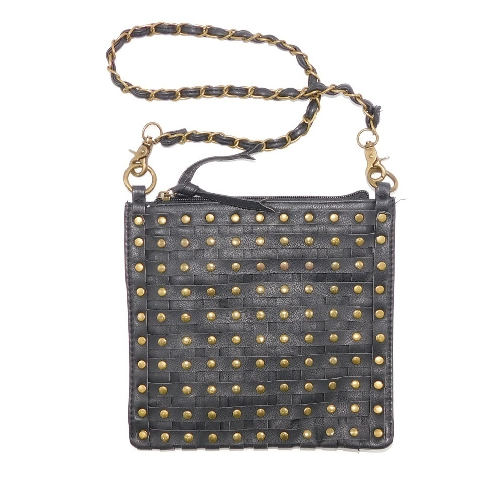 Unique Rockin Black and Rivet Weave Handbag